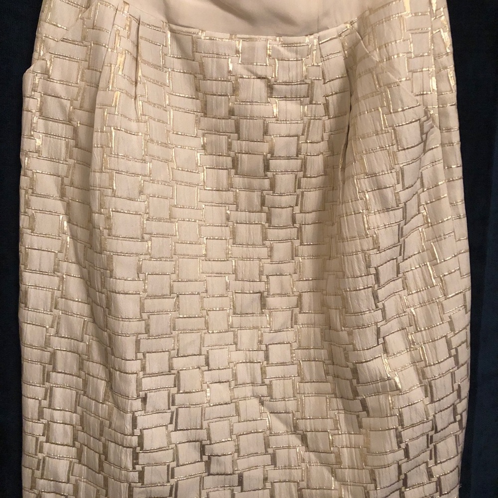 Shoshanna cream and gold lamee detailed dress - Picture 4 of 5